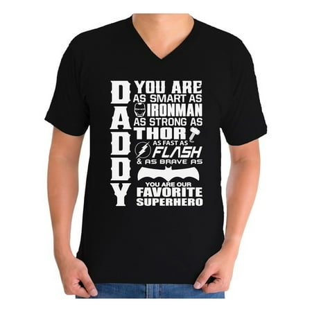 Awkward Styles Men's Daddy Superhero Graphic V-neck T-shirt Tops Proud Dad Best Dad Ever Father`s Day (Best Tip Of The Day)