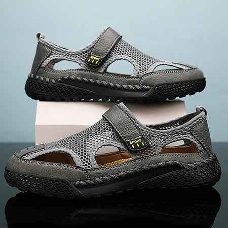 

ZTTD 2023 Men s New Summer Breathable Versatile Trend Outdoor Handmade Large Beach Shoes Hollow Mesh Sandals