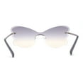 thumbnail image 4 of Womens Bubbly Butterfly Beveled Rimless Shield Sunglasses Silver - Grey Brown, 4 of 4