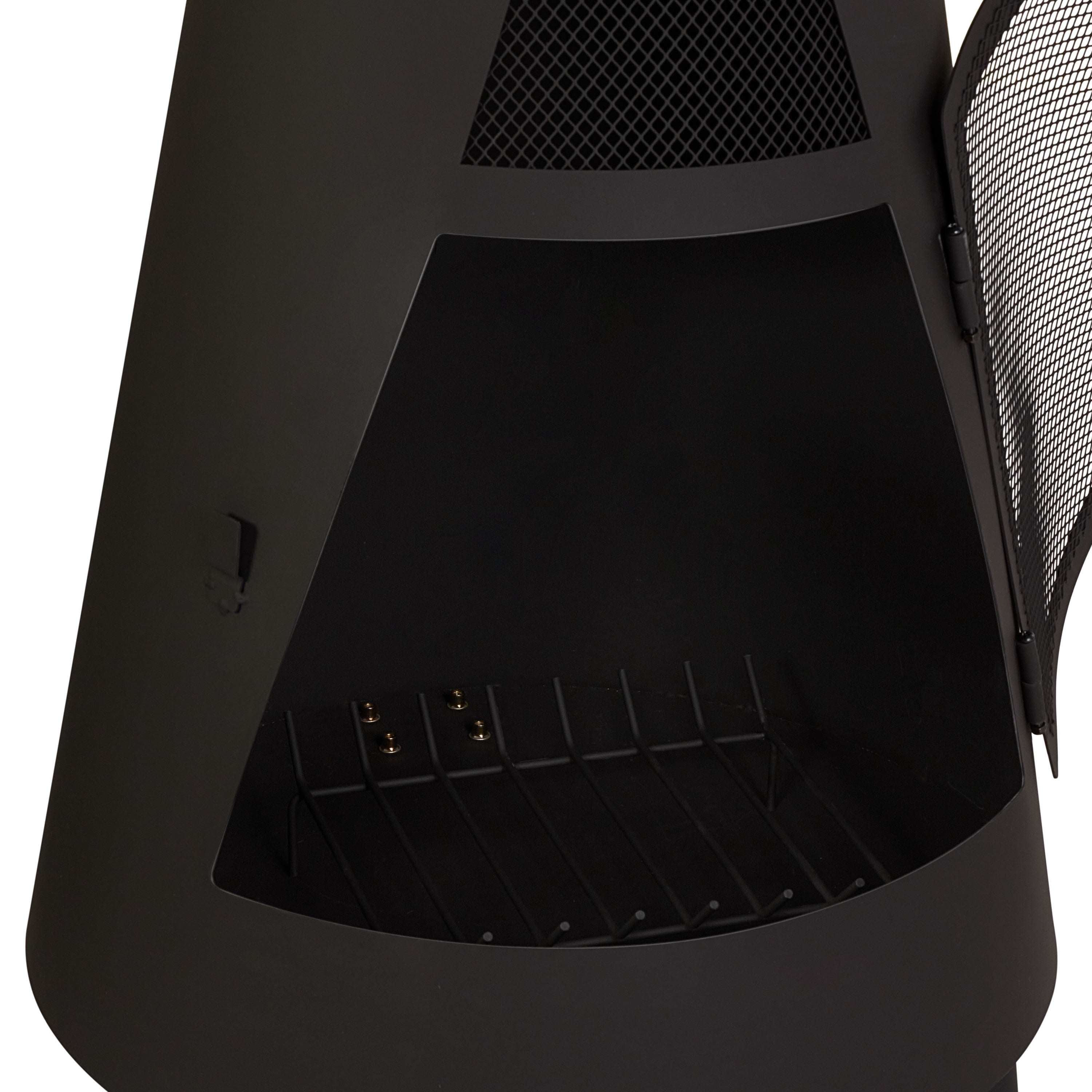 Mainstays 67” Tall Round Powder-Coated-Black Finish Steel Wood Burning Chiminea