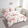 thumbnail image 3 of Homewish Cartoon Bowtie Ribbon 7-Piece Twin Bedding Sets,Rustic Flower Floral Bedding Comforter Set,Pink White Sheet Sets For Girls Kids,Ultra Soft Home Decor Reversible, 3 of 8