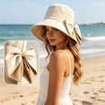 thumbnail image 4 of FUZHIQ Women's Elegant Wide Brim Sun Hat, Foldable UV Protection Beach Hat with Organza Bow, Lightweight Packable Summer Hat for Vacation Wedding Party,One Size, 4 of 5