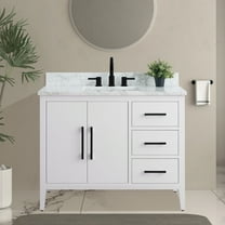 Vanity Art 42" Single Sink Bathroom Vanity Cabinet with Ceramic Countertop
