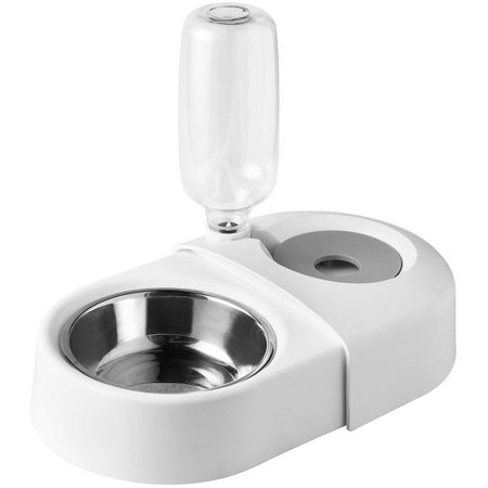 UPC: 0850027715032 | HANAMYA 2-in-1 Pet Feeder Set with Automatic Water Dispenser/Bowl in White