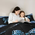 thumbnail image 5 of Homewish Chic Princess Bow-tie Full Size Comforter Sets, Blue Cheetah Leopard Print Bedding Comforter Set, Modern Fashion Polkadots Reversible Bedding Sets, Lightweight Room Decor, 3-Piece, 5 of 8