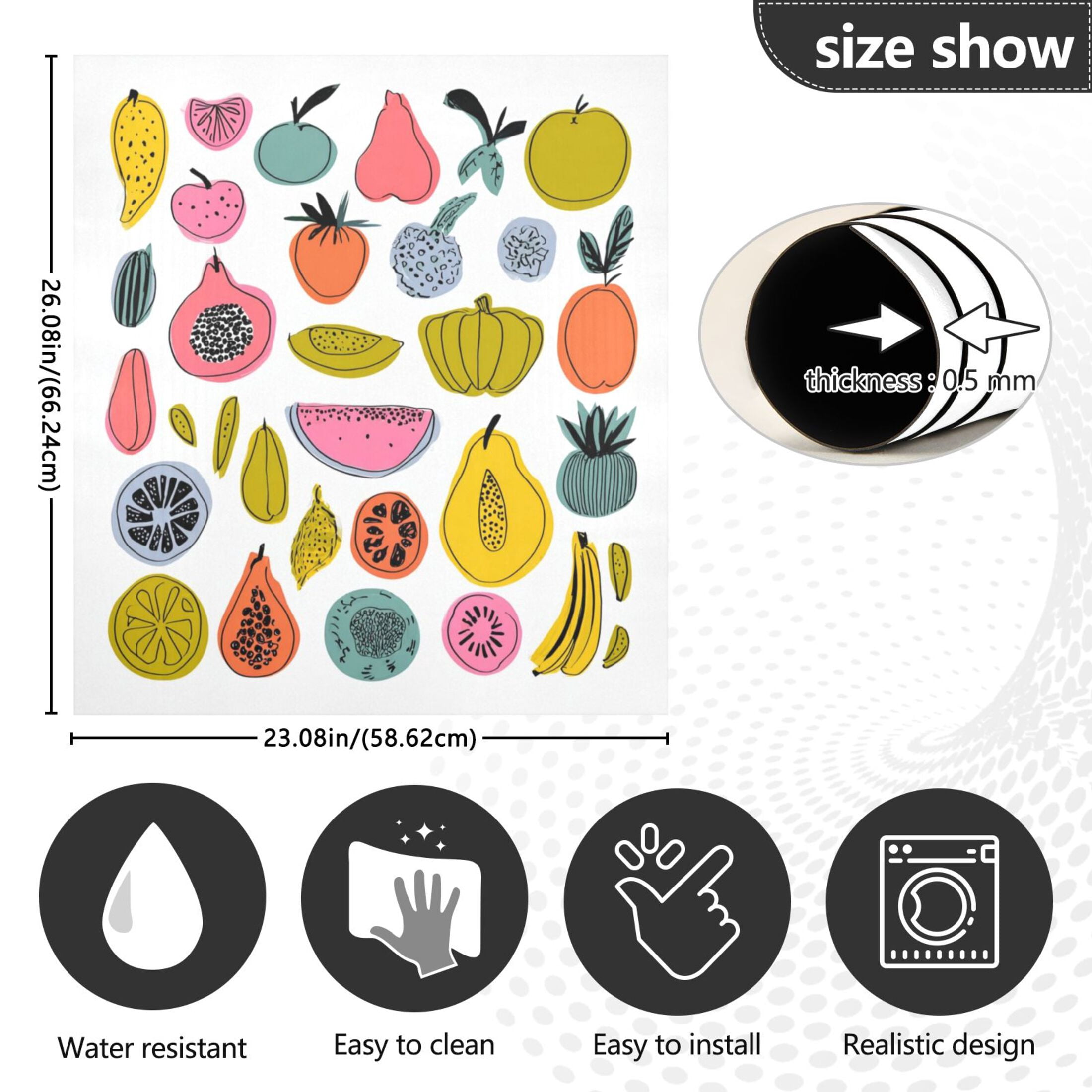 IAUYY Magnetic decorative sticker - 23x26 Inch PVC Refrigerator Decorative Cover, Removable DIY Art for Kitchen Appliances Colorful Vegetables