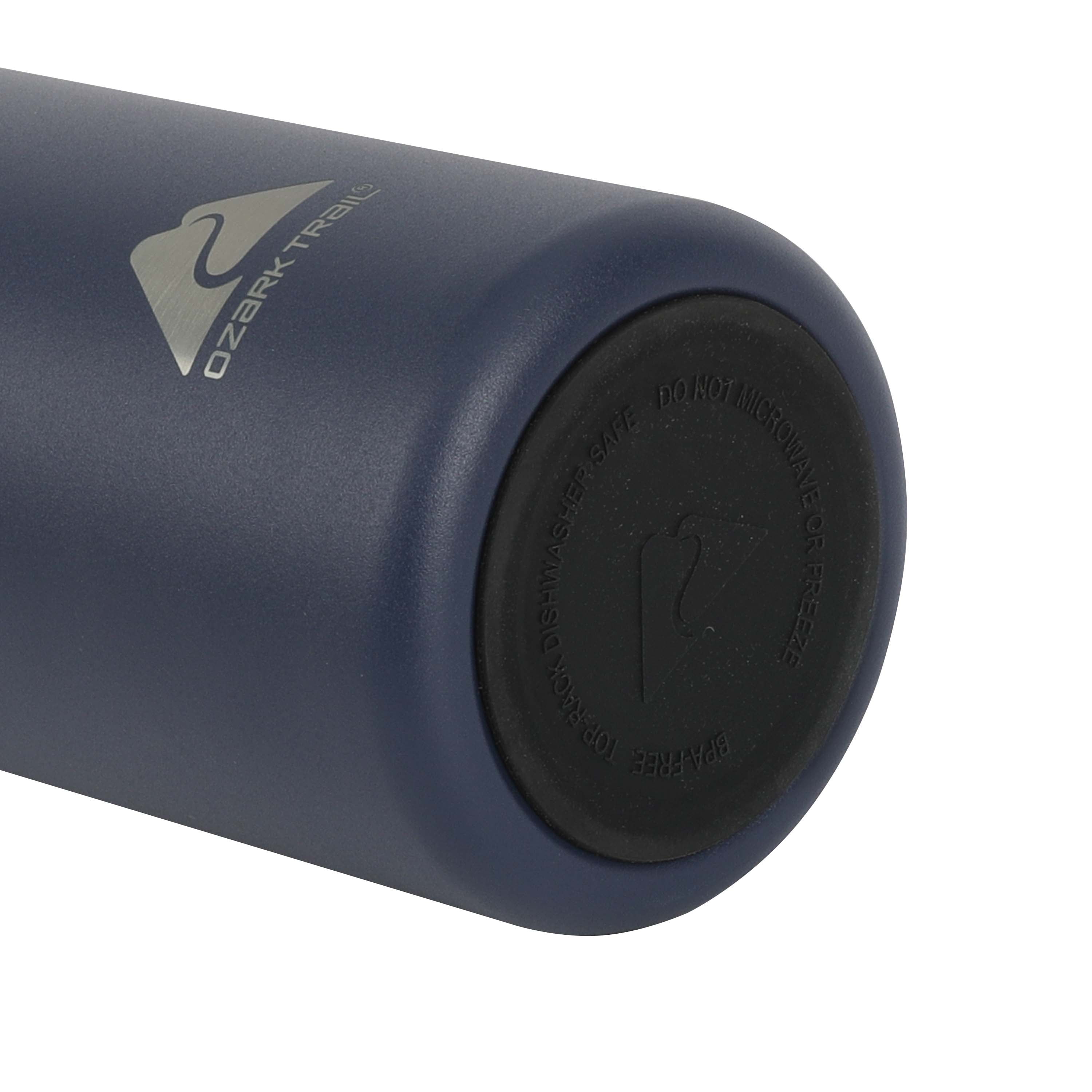 Ozark Trail 32 fl oz Blue Insulated Stainless Steel Wide Mouth Water Bottle, Loop Handle, Flip Lid