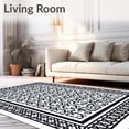 thumbnail image 2 of ODIKA 4'x6' Machine Washable Non-Slip Area Rug, Retro Mosaic Tile Print Anti Slip Surface Treatment High Traffic Rug, Black, 560387, 2 of 7