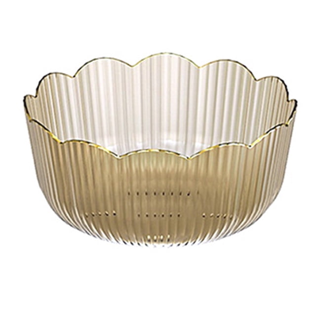 Frutero multifuncional de gran capacidad, frutero de plástico transparente, ensaladera apilable, bandeja de frutas para cocina o comedor, dorado