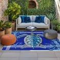 thumbnail image 2 of Turtle Navy Blue Outdoor Rug for Patio/Deck/Porch, Non-Slip Large Area Rug 5 x 7 Ft, Coastal Starfish Coral Ocean Stripes Indoor Outdoor Rugs Washable Area Rugs, Reversible Camping Rug Carpet Runner, 2 of 8