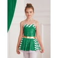 thumbnail image 3 of TiaoBug Girls Christmas Cheer Dance Performance Costume Sequins Ballet Ice Skating Leotard Tutu Dress Green 10, 3 of 7