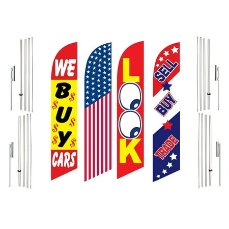 4 Swooper Flags With 4 Pole Kits We Buy Cars America Look Sell Buy Trade