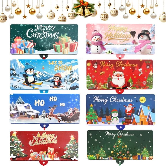 Christmas Cash Gift Envelope 10 Slots, Christmas Money Holders for Cash, Self-Sealing Design, No Extra Envelope Needed, Xmas Party Favors, Gift Card Compatible, Surprise Reveal