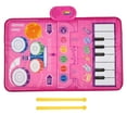 thumbnail image 1 of Matriz musical Tapete musical Teclado de piano y tapete de tambor con 2 palos Tapete de juego musical Volumen ajustable Juguetes de aprendizaje para bebés Juguetes para niños pequeños Regalos de cumpl, 1 of 8