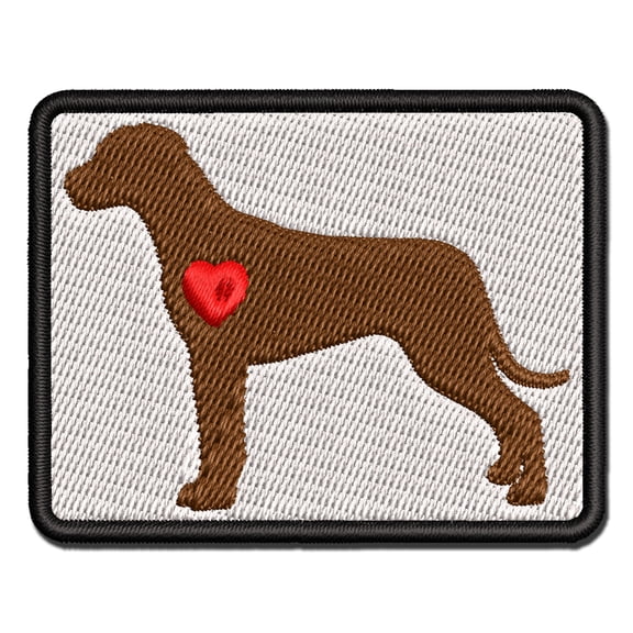 Rhodesian Ridgeback Dog with Heart Applique Multi-Color Embroidered Iron-On Patch - 2.5 Inch Small