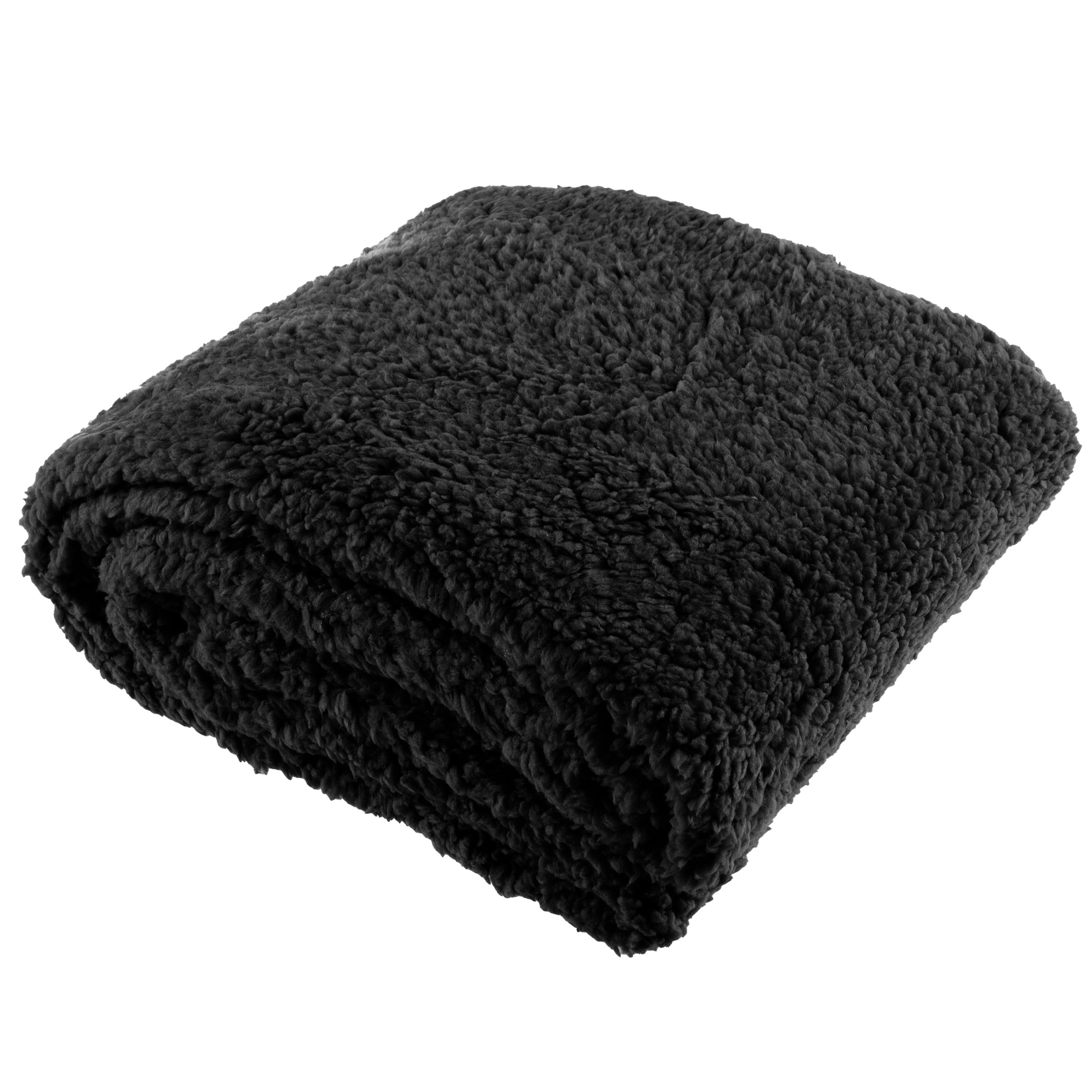 Somerset Home 52-inch Sherpa Body Pillowcase with Zipper for Adult (Black)