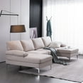 thumbnail image 2 of U-Shaped Sectional Sofa, 110 Inches Modern Linen Upholstered Sofa Couch with Chaise and Padded Cushion Seats, Convertible Modular Sofa with Metal Legs Accent Sofa for Living Room Apartment, Beige, 2 of 7