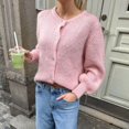 thumbnail image 3 of MKLEKYY Veste d'Hiver pour Femmes, Cardigan à Col Rond et Manches Longues, Pull Tricoté Doux et Chaud, Ouvert devant, Confortable, 3 of 8