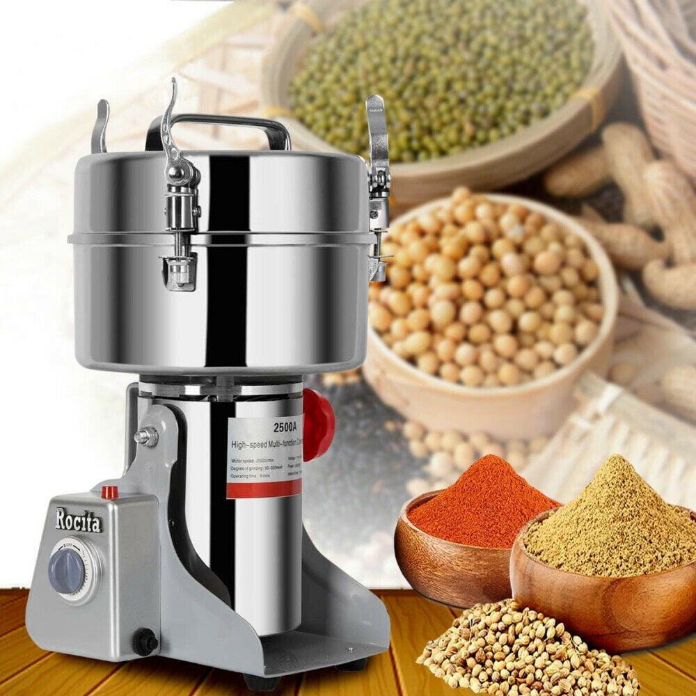 Rocita Electric Grain Mill Grinder, 2500g Commercial Spice Grinder, 2600W  High Speed Stainless Steel Pulverizer Dry Grinder Grinding Machine for  Coffee Herb Corn Peanuts 