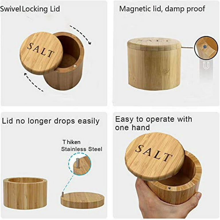 GL-Bamboo Salt and Pepper Grinder Set with Twist Lid and Tray