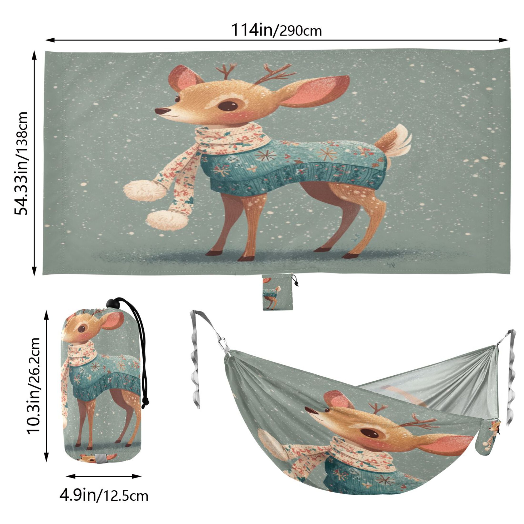 Hammock Camping Hammock Nylon Portable Hammock Travel Camping Hammock Cute Christmas Deer