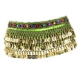 thumbnail image 4 of Danza del Vientre Bufanda de Cadera Lentejuelas Traje Vestido Disfraz Cintura Brillante Verde claro, 4 of 8