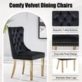 thumbnail image 7 of 5-Piece 65" Glass Dining Table Set for 4, Tempered Glass Top with Flute-Inspired Mirrored Stainless Steel Legs, 4 Button-Tufted Velvet Chairs with Stainless Steel Legs, 7 of 7