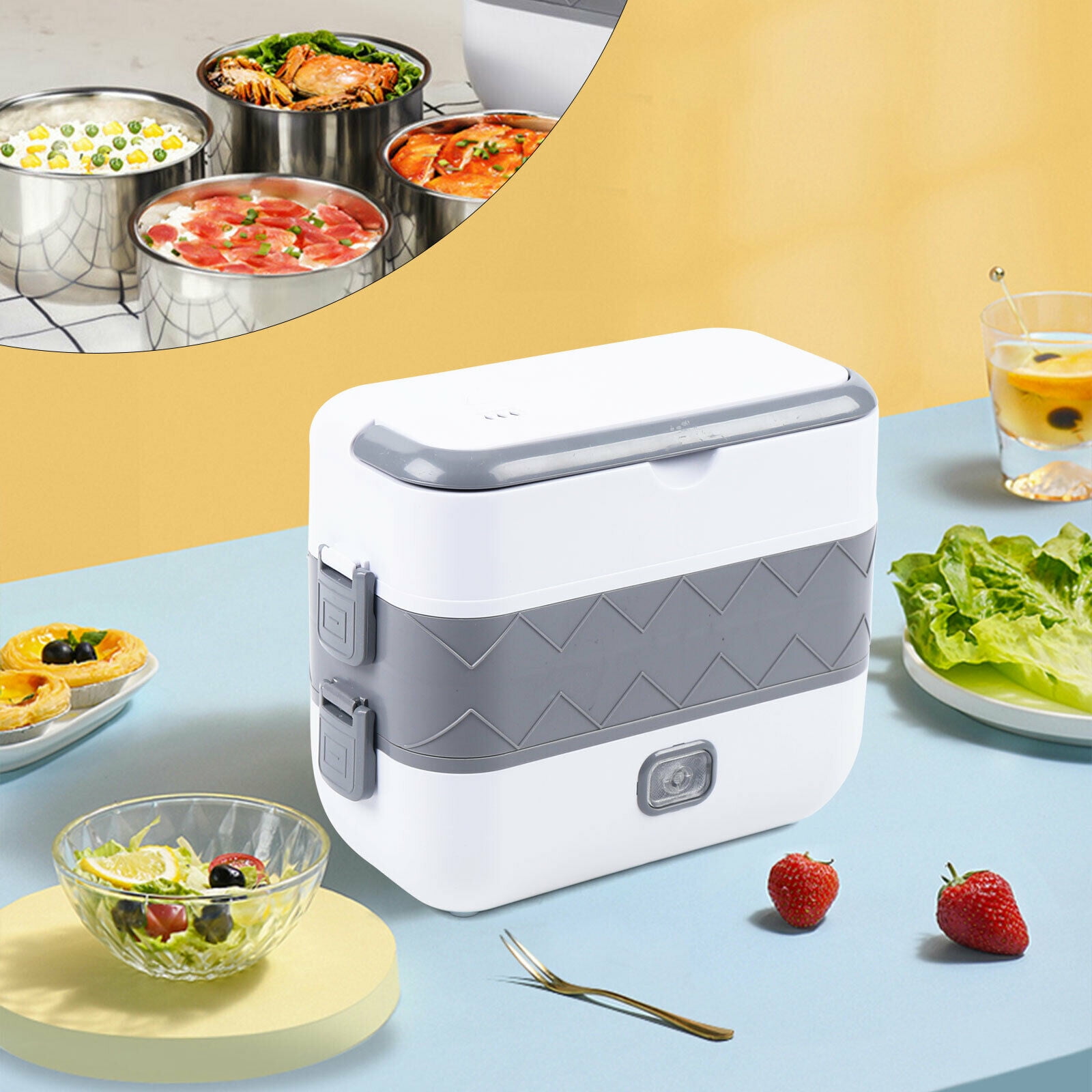 TFCFL 2-Layers Electric Lunch Box Food Warmer Mini Rice Cooker Detachable  Food Heater - Walmart.com