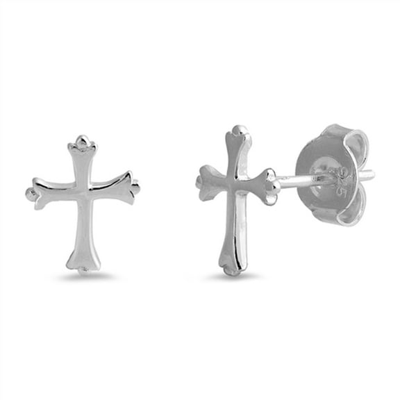 Sterling Silver Flower Bud Cross High Polish Earrings 925 New Jewelry Female Unisex