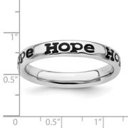 925 Sterling Silver Patterned Stackable Polished Enameled Hope Ring Size 6 Stackable Ring for Women