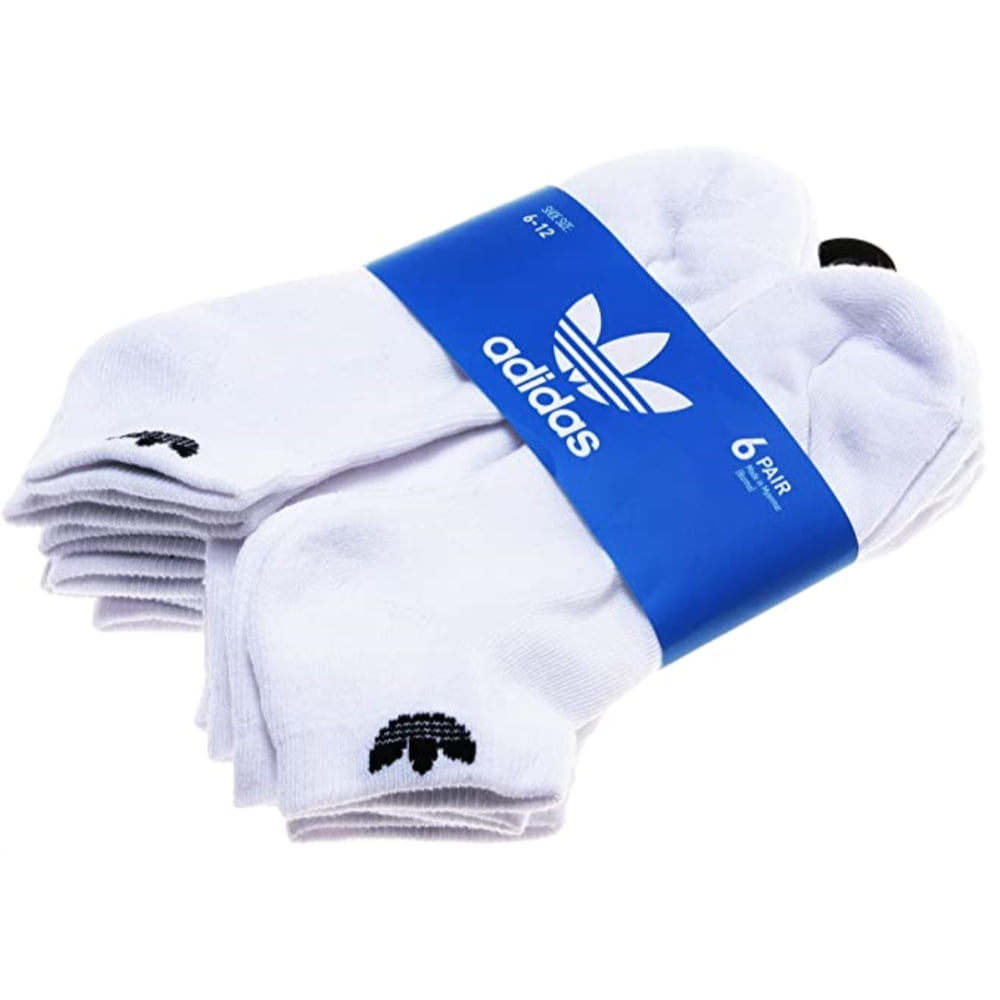 adidas Unisex Low Cut Originals Socks 6 Pack, White (Shoe Size 6-12)