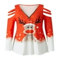 thumbnail image 1 of T-shirt de Noël pour Femmes Manches Longues Col Rond Imprimé Cartoon Elk, 1 of 6