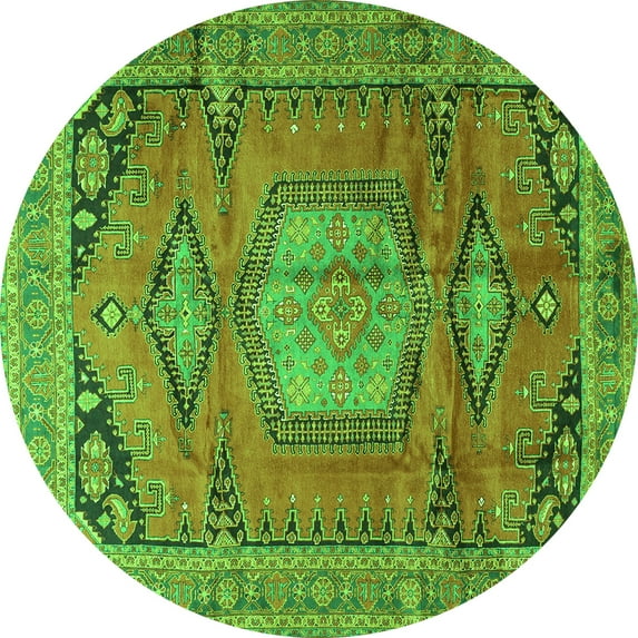 Ahgly Company Indoor Round Persian Green Traditional Area Rugs, 5' Round