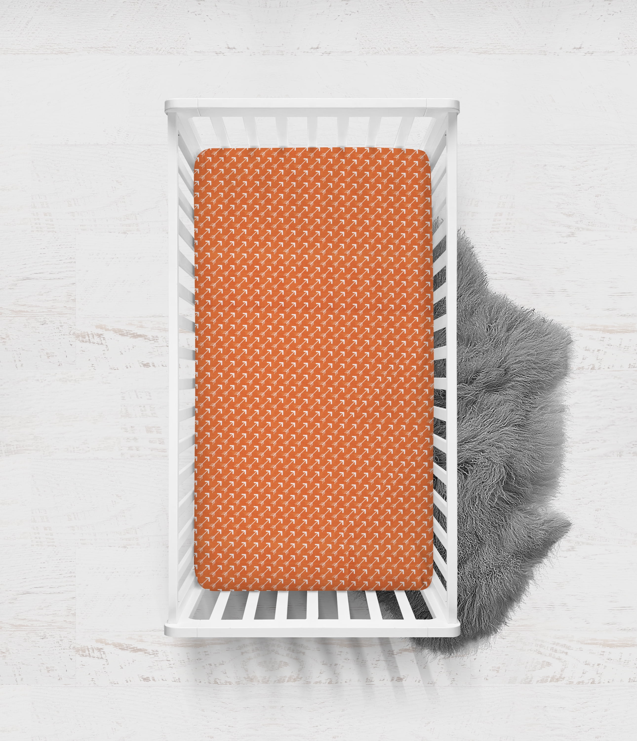 Bacati - Arrows Crib/Toddler Bed Fitted Sheets 100% Cotton Percale, Orange, 2-Pack