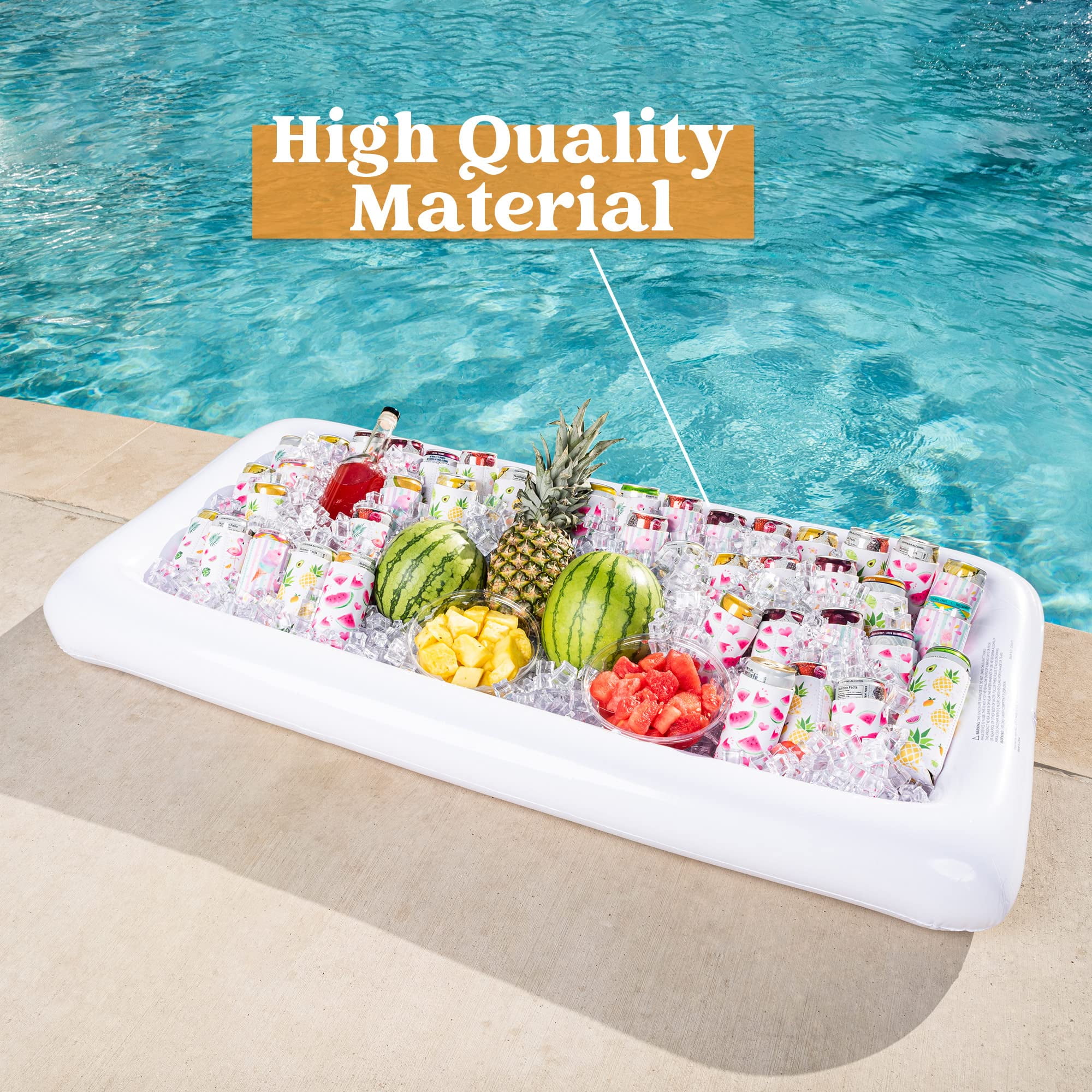 Joyfy 3 Packs Inflatable Pool Bars Cooler, Inflatable Cooler Ice Buffet Salad Serving Trays with Drain Plug for Indoor Outdoor Summer Pool Beach Luau Party