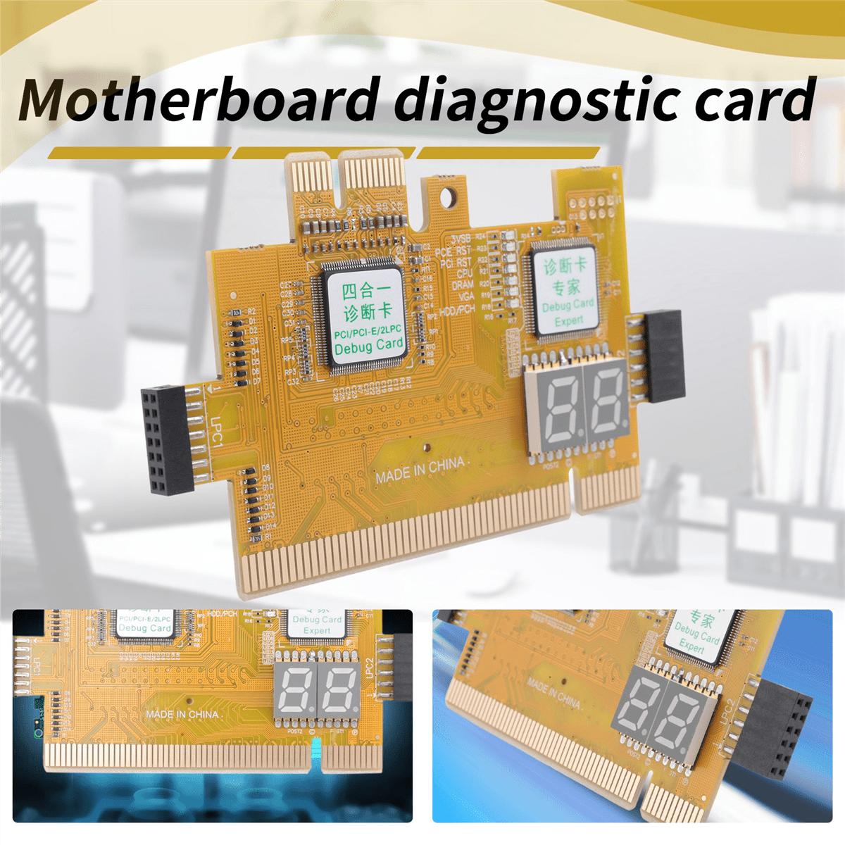 Detect Tool PCI-E LPC Multi Use Diagnostic Card Laptop Desktop Test Accessories Post LED Indicator PC Motherboard Debug Analyzer,1 x Diagnostic card,color random
