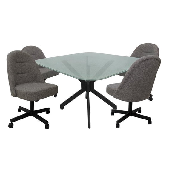 M-235 Dinette Swivel Metal Caster Chairs - Crackle Glass - Mojeva Grey - Black