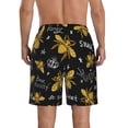 thumbnail image 3 of Bixox Men's Hohey Bee Golden Embroidery printing Casual Classic Fit Short Summer Beach Shorts, 3 of 6