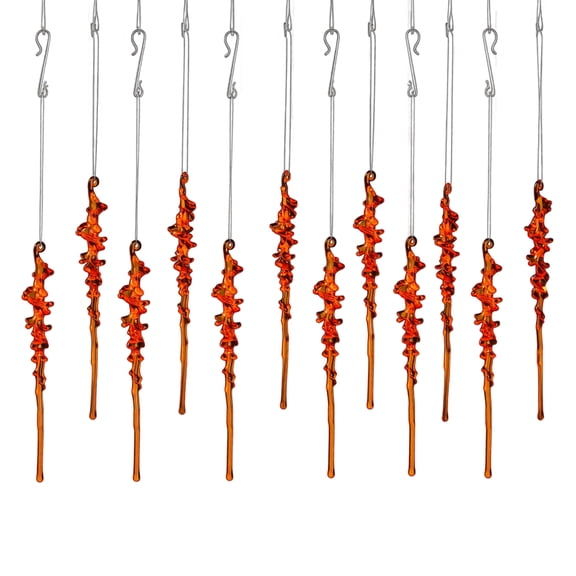 XHKUYI 12PCS Christmas Tree Icicle Ornaments 6 inch, Acrylic Icicle Drop Hanging Crystal Pendant Decorations, for Xmas New Year Holiday Wedding Winter Party Decor
