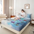 thumbnail image 4 of Castle Fairy Female Men Women Flying Colorful Butterflies 4pcs Bed Sheets,Abstract Graffiti Watercolor King Sheets,Retro Vintage Aesthetic Super Cozy Sheet Set,Ultra Soft Home Decor, 4 of 7