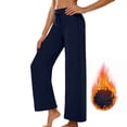 thumbnail image 5 of Lcziwo Fleece Lined Wide Leg Pants for Women Drawstring Casual Soft Loose Trousers Pockets Workout Fitness Yoga Warm Pants Navy,M, 5 of 9