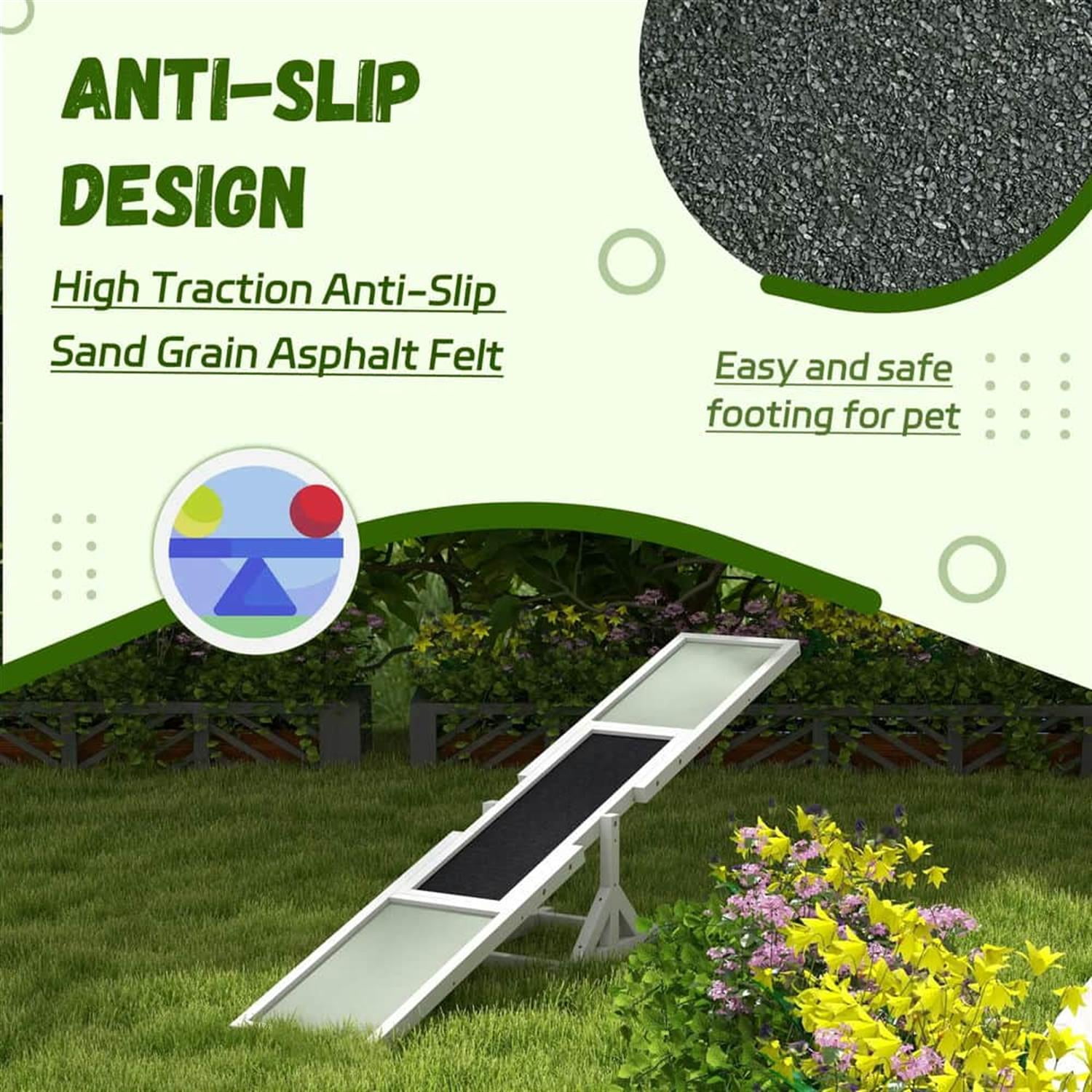 resenkos 70" Wooden Dog Seesaw for Training, Exercise, Pet Agility Equipment, Sturdy Playset, White