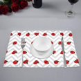 thumbnail image 3 of MKHERT Funny Red Ladybugs on Gray Zigzag Chevron Placemats Table Mats for Dining Room Kitchen Table Decoration 12x18 inch,Set of 4, 3 of 4