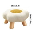 thumbnail image 3 of Flower Stool, Small Round Ottoman with Plush Cushion, Wooden Frame Compact Footrest for Lounge, Dorm Room, Multi-Functional Decor(White), 3 of 6