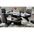 thumbnail image 6 of Dining Room Furniture Dining Table w Leaf and 6 Side Chairs 7pc Dining Set Black Leatherette Z Design Chair High Gloss Lacquer Metal, 6 of 10