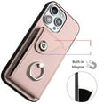 thumbnail image 3 of Wallet Case Compatible for iPhone 14 Pro Max with Card Holder, Rotation Finger Ring Kickstand Card Slots Case, Classic PU Leather Shockproof Magnetic Button Cover for iPhone 14 Pro Max, Pink, 3 of 6