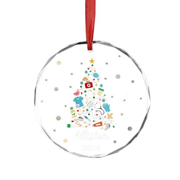 Custom Nurse Christmas Tree Ornament 2025 | First Year Nurse Keepsake | Graduation RN Gift | Ornaments for Nurses | White Elephant Gifts for Adults, Christmas Decorations