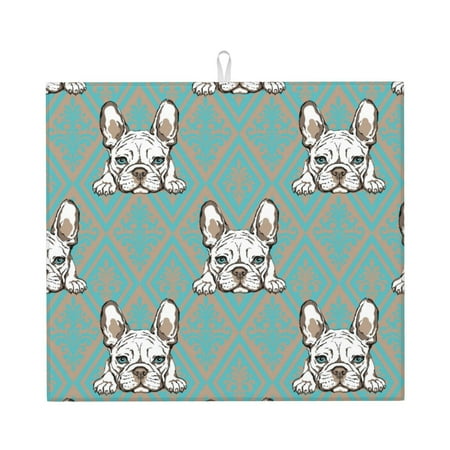 

Dish Drying Mats for Kitchen Counter Vintage Pop Art French Bulldog 16x18in Dish Drying Pad Coffee Mat with Hanging Loop Super absorbent Kitchen Counter Mat Coffee Bar Accessories