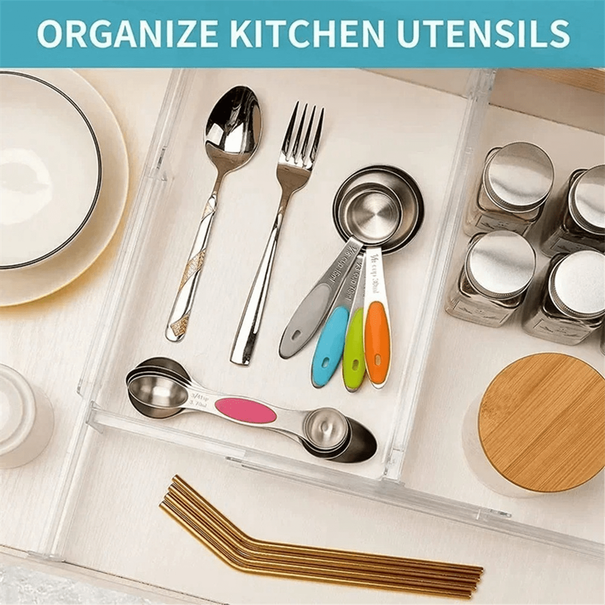 Drawer Dividers 8 Pack, Adjustable Drawer Organizer, Clear Plastic