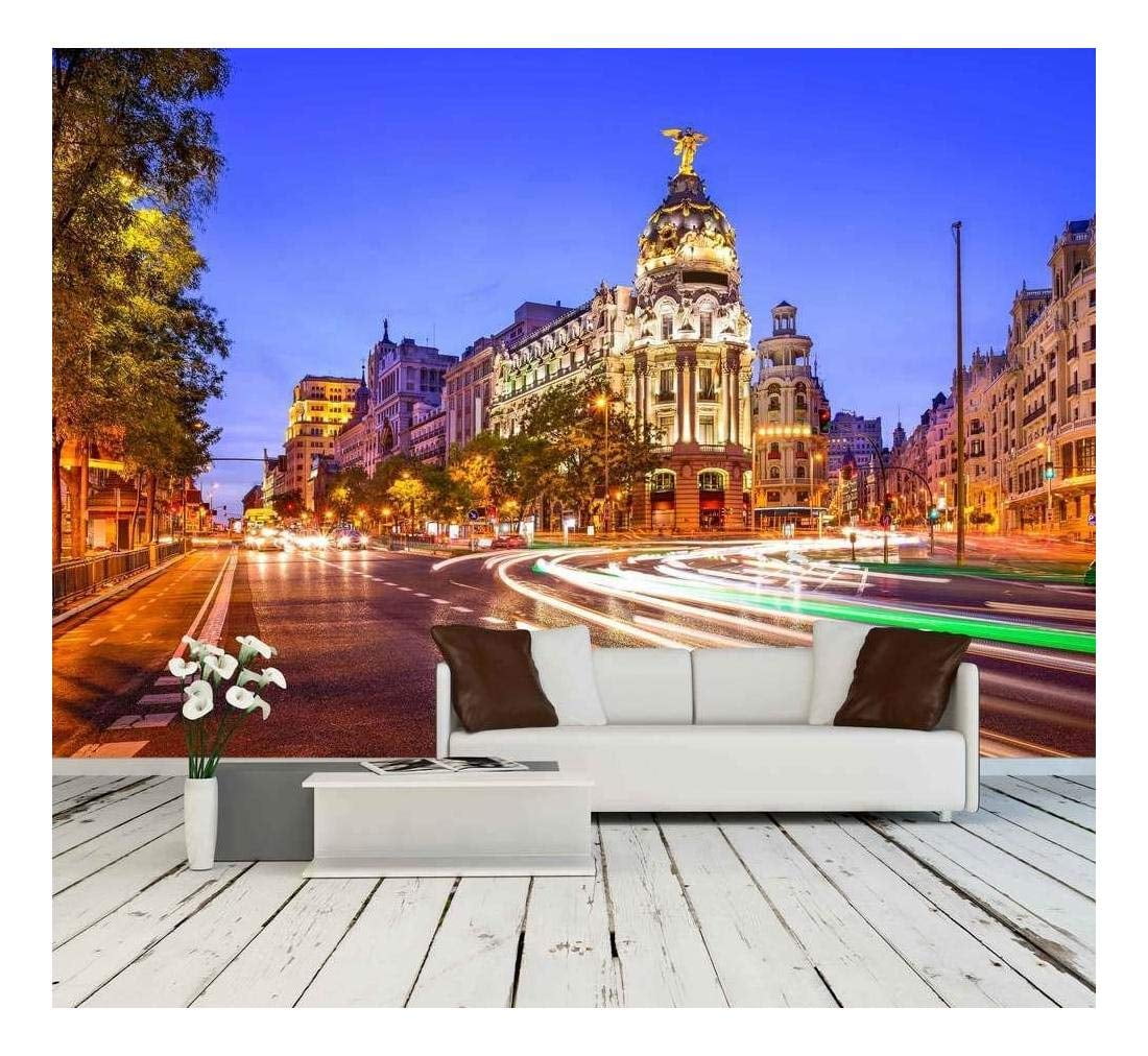 Wall26 Madrid, Spain Cityscape at Night. Removable Wall Mural Self